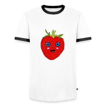 Manga Fraise - T-shirt contrasté Homme - blanc/noir - Devant - AI Model Female 172 light (172cm) & AI Model Male 178 dark (178cm)