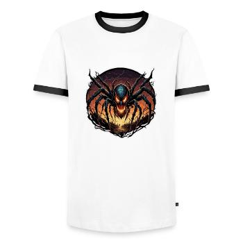 Araignée / Toile / Animal de compagnie / Reptile / Huit pattes - T-shirt contrasté Homme - blanc/noir - Devant - AI Model Female 172 light (172cm) & AI Model Male 178 dark (178cm)
