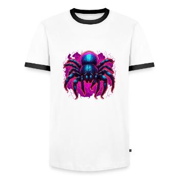 Araignée / Toile / Animal de compagnie / Reptile / Huit pattes - T-shirt contrasté Homme - blanc/noir - Devant - AI Model Female 172 light (172cm) & AI Model Male 178 dark (178cm)