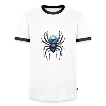 Araignée / Toile / Animal de compagnie / Reptile / Huit pattes - T-shirt contrasté Homme - blanc/noir - Devant - AI Model Female 172 light (172cm) & AI Model Male 178 dark (178cm)