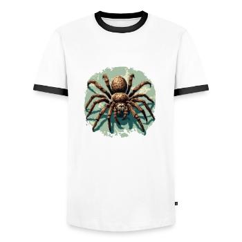 Araignée / Toile / Animal de compagnie / Reptile / Huit pattes - T-shirt contrasté Homme - blanc/noir - Devant - AI Model Female 172 light (172cm) & AI Model Male 178 dark (178cm)