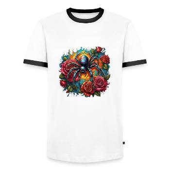 Araignée / Toile / Animal de compagnie / Reptile / Huit pattes - T-shirt contrasté Homme - blanc/noir - Devant - AI Model Female 172 light (172cm) & AI Model Male 178 dark (178cm)