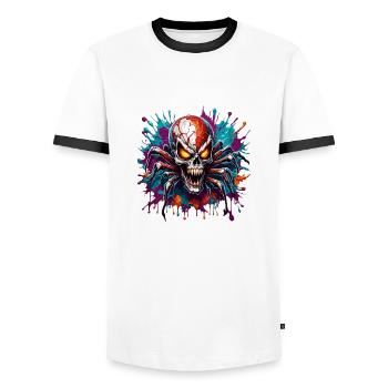 Araignée / Toile / Animal de compagnie / Reptile / Huit pattes - T-shirt contrasté Homme - blanc/noir - Devant - AI Model Female 172 light (172cm) & AI Model Male 178 dark (178cm)
