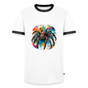 Araignée / Toile / Animal de compagnie / Reptile / Huit pattes - T-shirt contrasté Homme - blanc/noir - Devant - AI Model Female 172 light (172cm) & AI Model Male 178 dark (178cm)