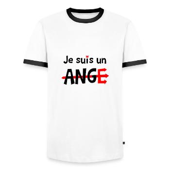 JE SUIS UN ANGE ! - T-shirt contrasté Homme - blanc/noir - Devant - AI Model Female 172 light (172cm) & AI Model Male 178 dark (178cm)