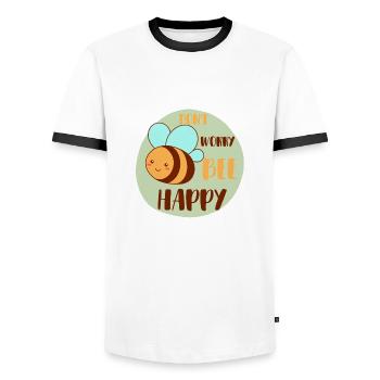 Don`t worry Bee Happy - Männer Kontrast-T-Shirt - Weiß/Schwarz - Vorne - AI Model Female 172 light (172cm) & AI Model Male 178 dark (178cm)