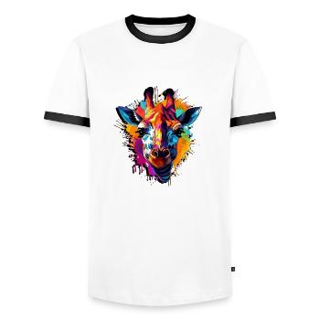 Abstraktes Giraffendesign - Arte Moda - Männer Kontrast-T-Shirt - Weiß/Schwarz - Vorne - AI Model Female 172 light (172cm) & AI Model Male 178 dark (178cm)