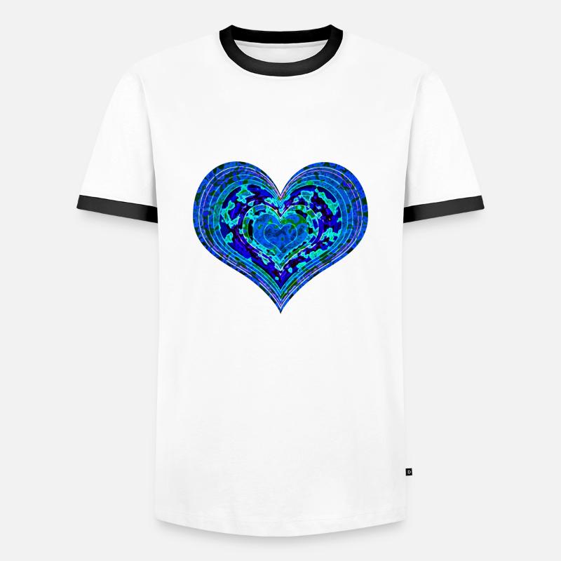 Psychedelisches Herz - Männer Kontrast-T-Shirt - Weiß/Schwarz