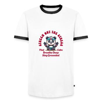 Find Calm - Männer Kontrast-T-Shirt - Weiß/Schwarz - Vorne - AI Model Female 172 light (172cm) & AI Model Male 178 dark (178cm)