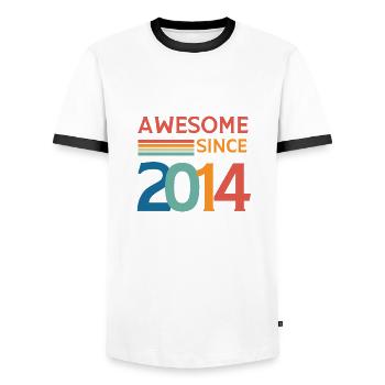 Awesome since 2014 - T-shirt contrasté Homme - blanc/noir - Devant - AI Model Female 172 light (172cm) & AI Model Male 178 dark (178cm)