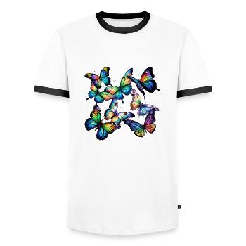 Papillons - Men's Ringer Shirt - white/black - Front - AI Model Female 172 light (172cm) & AI Model Male 178 dark (178cm)