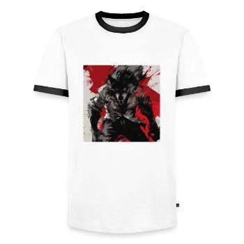 Werewolf - Men's Ringer Shirt - white/black - Front - AI Model Female 172 light (172cm) & AI Model Male 178 dark (178cm)