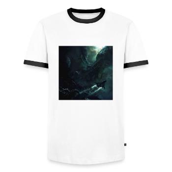 Dark Space - Men's Ringer Shirt - white/black - Front - AI Model Female 172 light (172cm) & AI Model Male 178 dark (178cm)