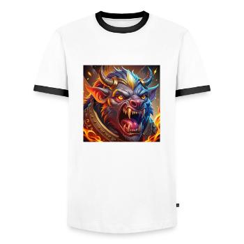 Zentaurus mit Flammen - Männer Kontrast-T-Shirt - Weiß/Schwarz - Vorne - AI Model Female 172 light (172cm) & AI Model Male 178 dark (178cm)