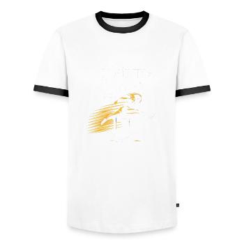 France 2024 - Men's Ringer Shirt - white/black - Front - AI Model Female 172 light (172cm) & AI Model Male 178 dark (178cm)