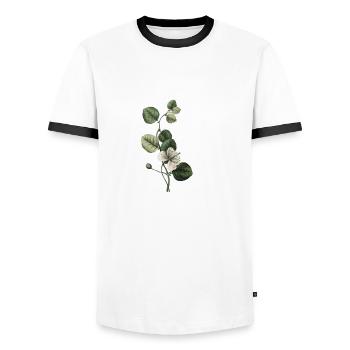 Grüner botanischer Buchstabe V - Männer Kontrast-T-Shirt - Weiß/Schwarz - Vorne - AI Model Female 172 light (172cm) & AI Model Male 178 dark (178cm)