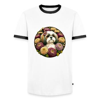 Shih Tzu - Men's Ringer Shirt - white/black - Front - AI Model Female 172 light (172cm) & AI Model Male 178 dark (178cm)
