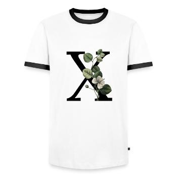 Letter X Green Botany - Men's Ringer Shirt - white/black - Front - AI Model Female 172 light (172cm) & AI Model Male 178 dark (178cm)