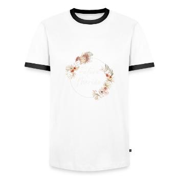 Bride-to-be crown Boho flowers - Men's Ringer Shirt - white/black - Front - AI Model Female 172 light (172cm) & AI Model Male 178 dark (178cm)