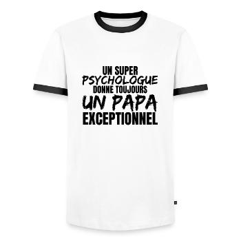 SUPER DAD PSYCHOLOGIST - Men's Ringer Shirt - white/black - Front - AI Model Female 172 light (172cm) & AI Model Male 178 dark (178cm)