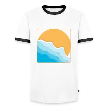 Plage - T-shirt contrasté Homme - blanc/noir - Devant - AI Model Female 172 light (172cm) & AI Model Male 178 dark (178cm)
