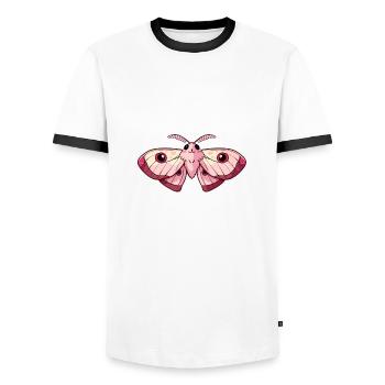 Adorable Pink Kawaii Moth - Men's Ringer Shirt - white/black - Front - AI Model Female 172 light (172cm) & AI Model Male 178 dark (178cm)