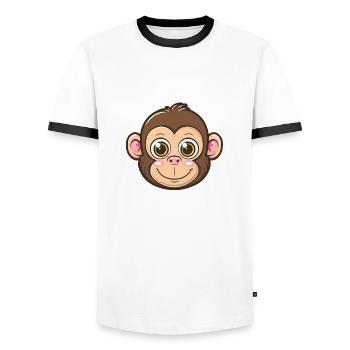 Niedlicher Affe Große Augen Lächeln - Männer Kontrast-T-Shirt - Weiß/Schwarz - Vorne - AI Model Female 172 light (172cm) & AI Model Male 178 dark (178cm)