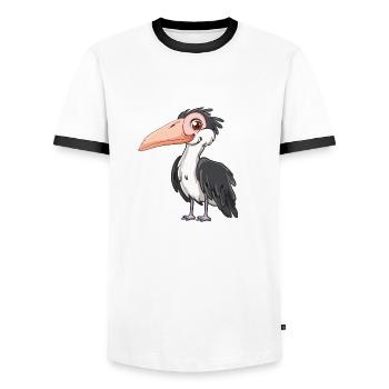 Illustration d’un drôle d’oiseau - T-shirt contrasté Homme - blanc/noir - Devant - AI Model Female 172 light (172cm) & AI Model Male 178 dark (178cm)