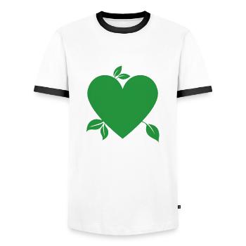 Green heart, we must love nature - Men's Ringer Shirt - white/black - Front - AI Model Female 172 light (172cm) & AI Model Male 178 dark (178cm)