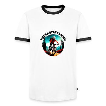 Waden statt laden - Männer Kontrast-T-Shirt - Weiß/Schwarz - Vorne - AI Model Female 172 light (172cm) & AI Model Male 178 dark (178cm)