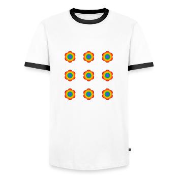 Pride Flowers - Men's Ringer Shirt - white/black - Front - AI Model Female 172 light (172cm) & AI Model Male 178 dark (178cm)