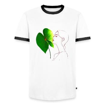 Flowers Women girl fashion design art female style - Men's Ringer Shirt - white/black - Front - AI Model Female 172 light (172cm) & AI Model Male 178 dark (178cm)