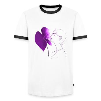 Flowers Women girl fashion design art female style - Men's Ringer Shirt - white/black - Front - AI Model Female 172 light (172cm) & AI Model Male 178 dark (178cm)