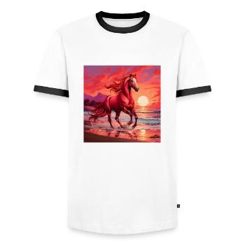 Horse Art - Men's Ringer Shirt - white/black - Front - AI Model Female 172 light (172cm) & AI Model Male 178 dark (178cm)
