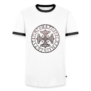 Wikinger norden valhalla schweden skandinavien flaga - Männer Kontrast-T-Shirt - Weiß/Schwarz - Vorne - AI Model Female 172 light (172cm) & AI Model Male 178 dark (178cm)