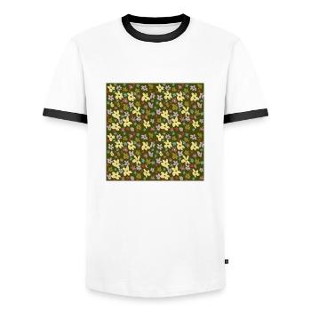 Motif de fleurs - T-shirt contrasté Homme - blanc/noir - Devant - AI Model Female 172 light (172cm) & AI Model Male 178 dark (178cm)