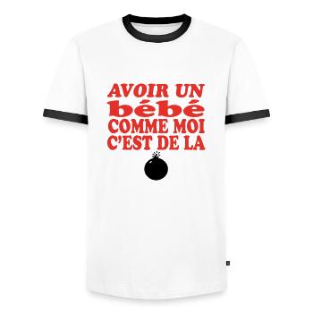 Baby BOMB - Men's Ringer Shirt - white/black - Front - AI Model Female 172 light (172cm) & AI Model Male 178 dark (178cm)
