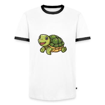 Lächelnde Schildkröte In Pastellfarben - Männer Kontrast-T-Shirt - Weiß/Schwarz - Vorne - AI Model Female 172 light (172cm) & AI Model Male 178 dark (178cm)