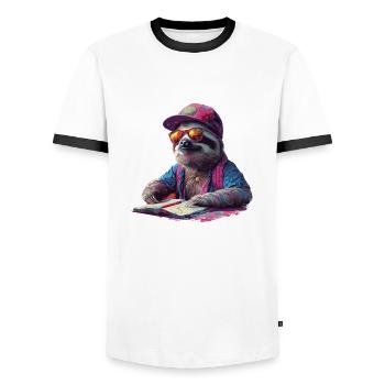 Faultier Schule Abschluss Lernen Prüfung - Männer Kontrast-T-Shirt - Weiß/Schwarz - Vorne - AI Model Female 172 light (172cm) & AI Model Male 178 dark (178cm)