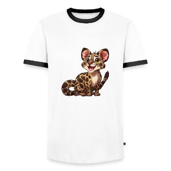Playful young leopard look - Men's Ringer Shirt - white/black - Front - AI Model Female 172 light (172cm) & AI Model Male 178 dark (178cm)