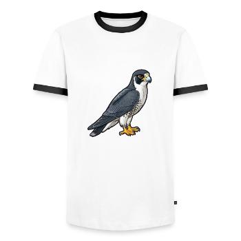 Proud Peregrine Falcon In Pose - Men's Ringer Shirt - white/black - Front - AI Model Female 172 light (172cm) & AI Model Male 178 dark (178cm)