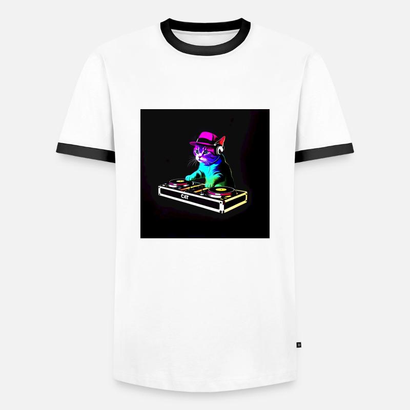 DJ Chat Scratch - Men's Ringer Shirt - white/black