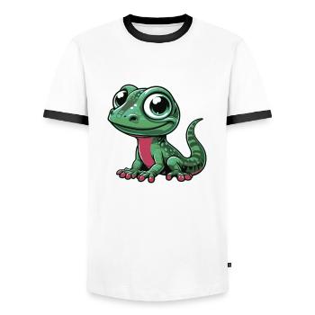 Lézard - T-shirt contrasté Homme - blanc/noir - Devant - AI Model Female 172 light (172cm) & AI Model Male 178 dark (178cm)