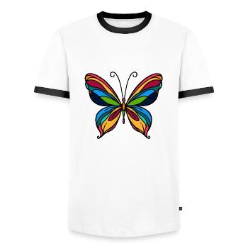 Papillon - T-shirt contrasté Homme - blanc/noir - Devant - AI Model Female 172 light (172cm) & AI Model Male 178 dark (178cm)
