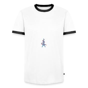 Shout, support, vibrate - Men's Ringer Shirt - white/black - Front - AI Model Female 172 light (172cm) & AI Model Male 178 dark (178cm)