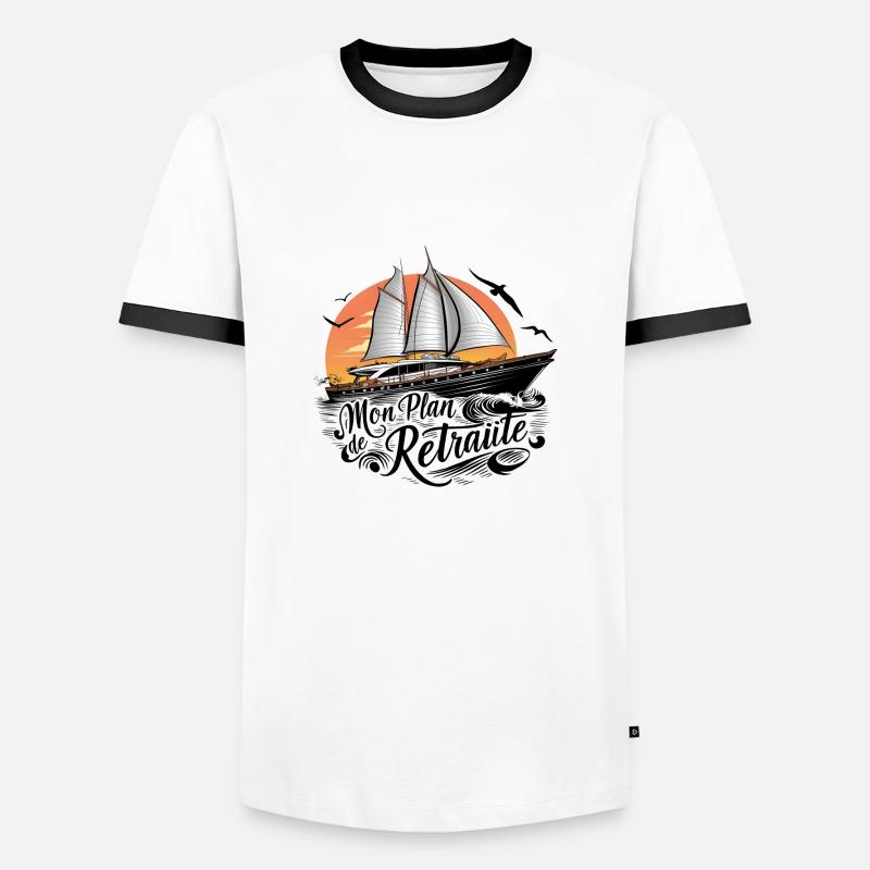 Mein Segelboot-Pensionsplan-Geschenk - Männer Kontrast-T-Shirt - Weiß/Schwarz