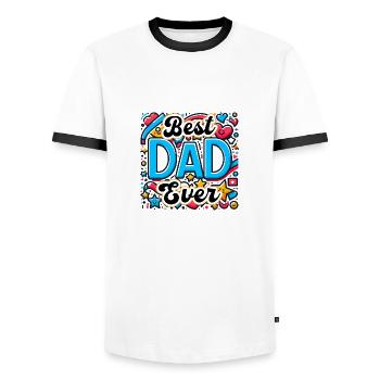 BGSM BEST DAD EVER - Men's Ringer Shirt - white/black - Front - AI Model Female 172 light (172cm) & AI Model Male 178 dark (178cm)