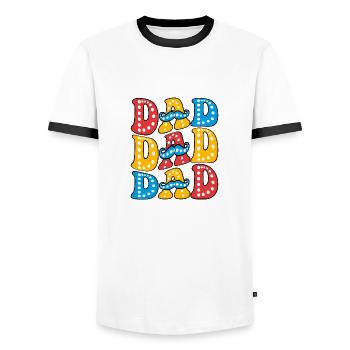 DAD DAD DAD - Men's Ringer Shirt - white/black - Front - AI Model Female 172 light (172cm) & AI Model Male 178 dark (178cm)