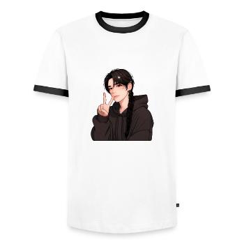 Boy - peace, Boy Peace Sign - Men's Ringer Shirt - white/black - Front - AI Model Female 172 light (172cm) & AI Model Male 178 dark (178cm)