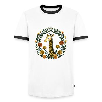 Marigold Giraffe - Men's Ringer Shirt - white/black - Front - AI Model Female 172 light (172cm) & AI Model Male 178 dark (178cm)